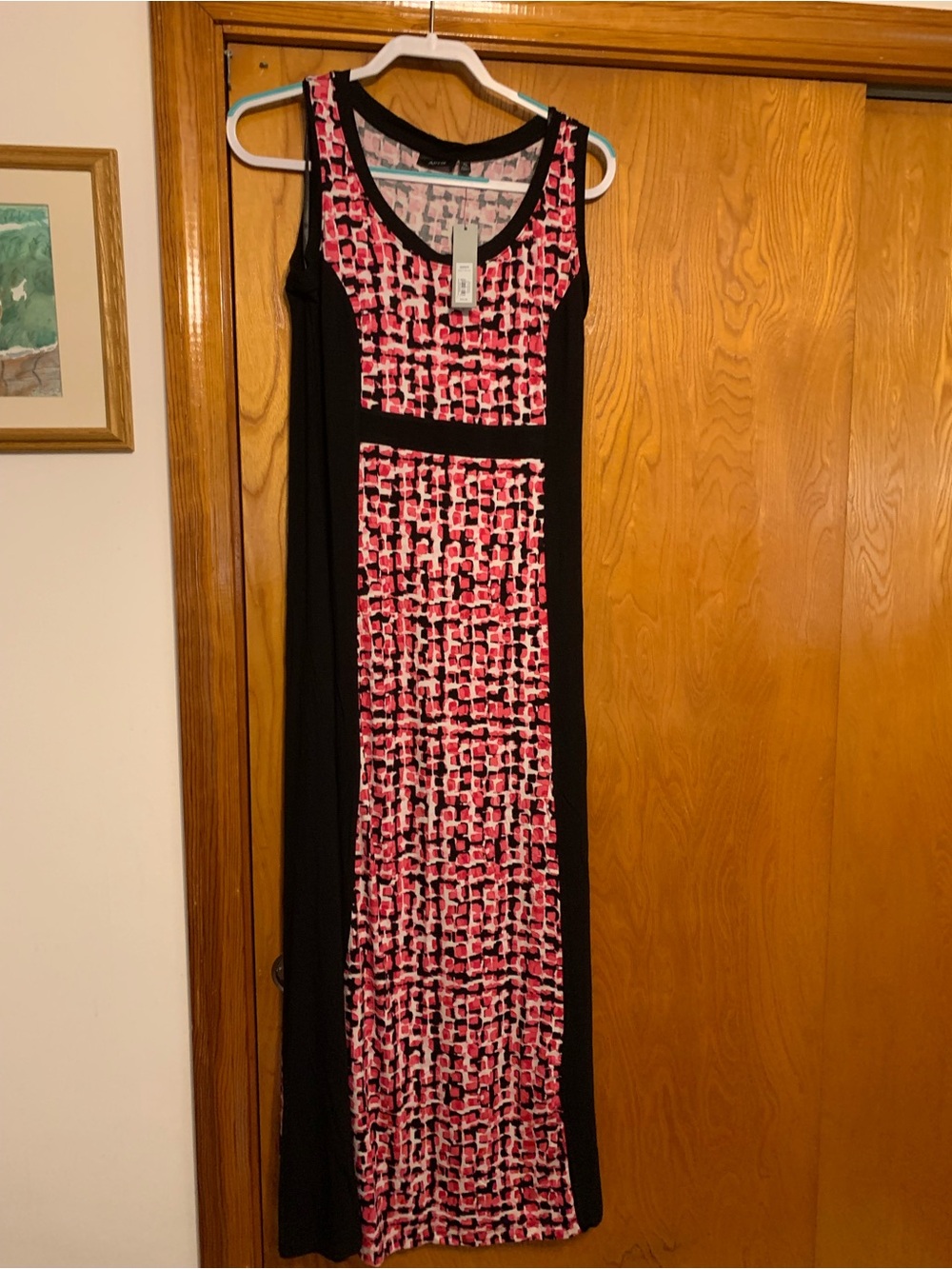 Kohl's Black Maxi Dress with Pink Geometric Front Large Petite